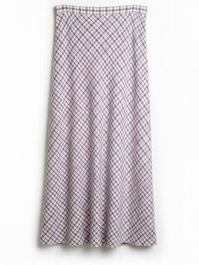 Checked Lilac Maxi Skirt - Women's Plaid Skirt